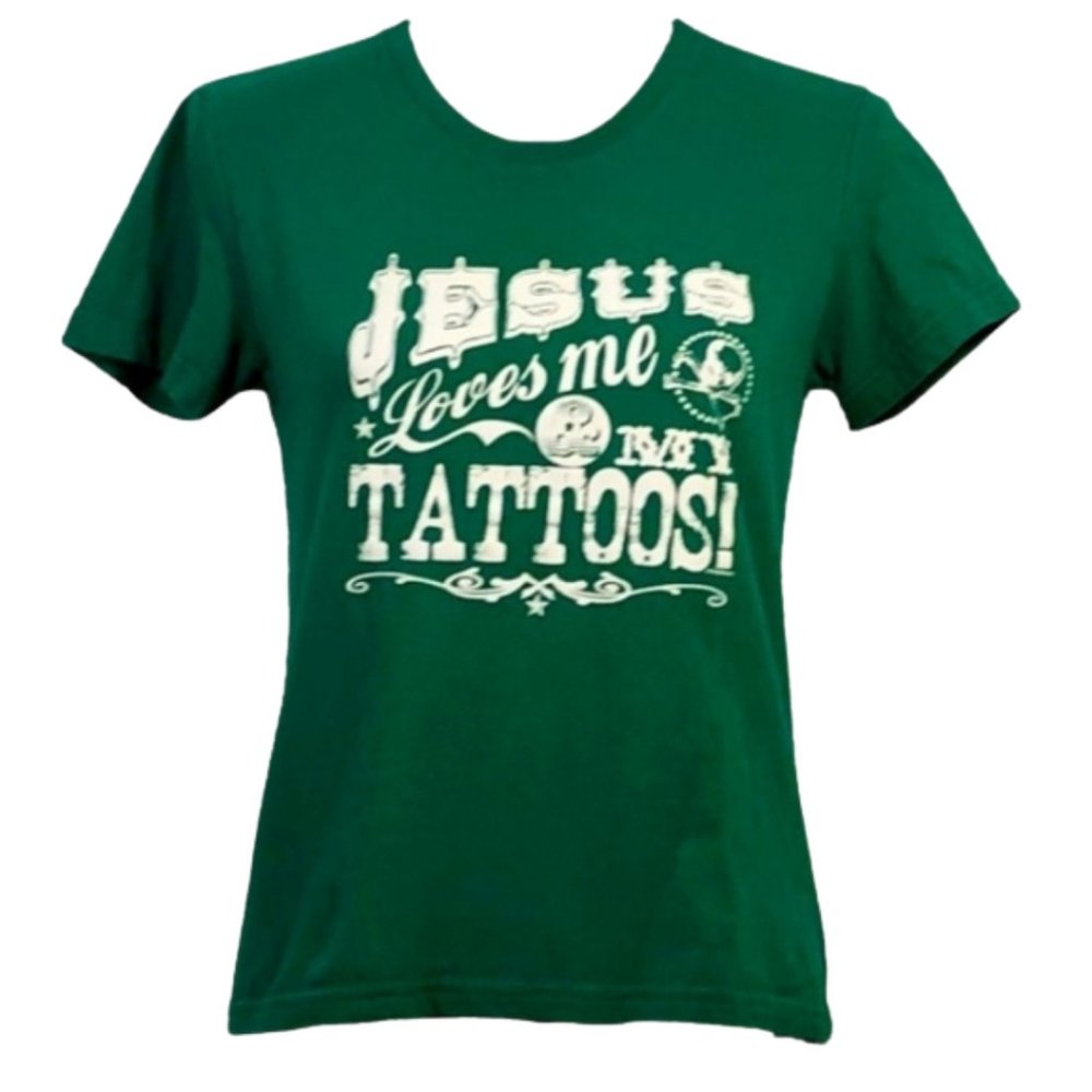 Vintage Jesus Loves Me & My Tattoos Graphic Tee